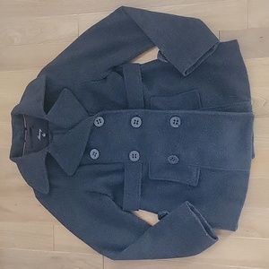 Runway Wool Pea Coat Charcoal‎ Gray Medium